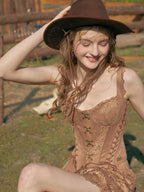 Wild Prairie Lace-Up Suede Corset & Skirt