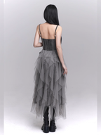 Gray Rose Tiered Tulle Dress