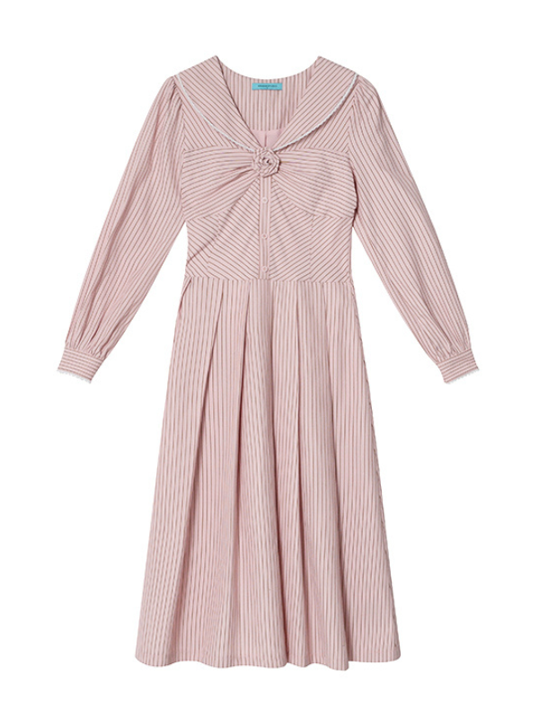 Striped Sailor Collar Dress