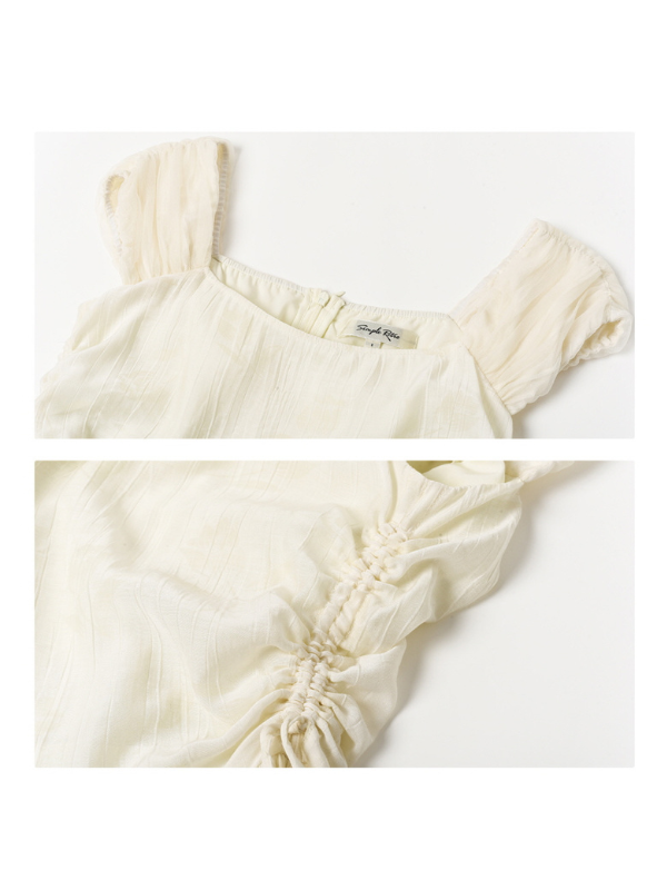 Floral Embossed Drawstring Dress