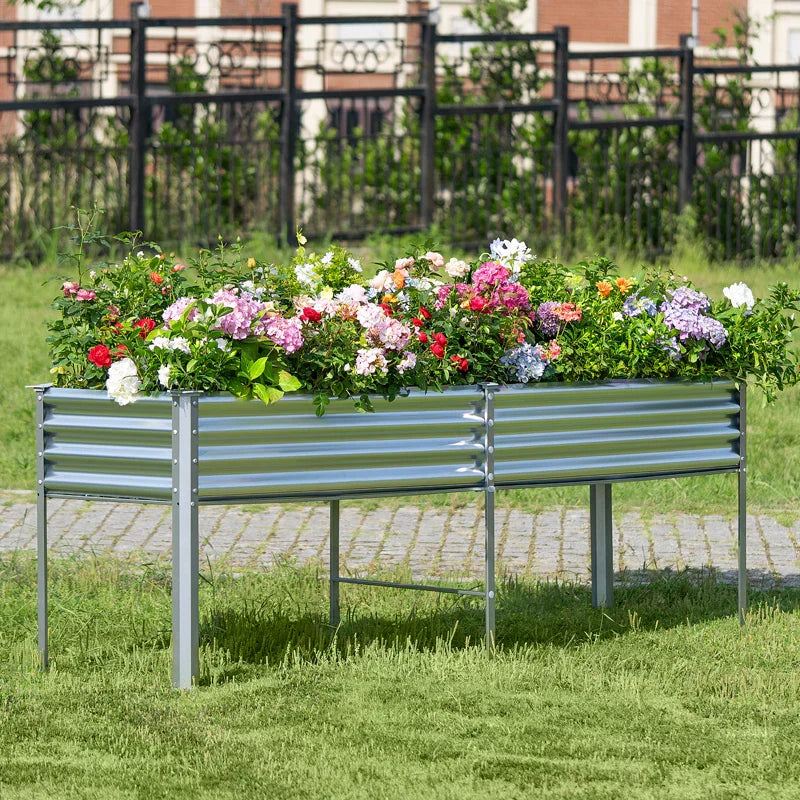 32.4-inch tall rectangular galvanized metal raised garden bed, 8 by 2 feet — view 5