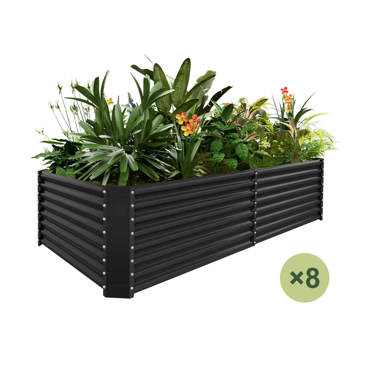 set of 8 — 24-inch tall rectangular galvanized metal raised garden bed, 8 by 4 feet — view 4