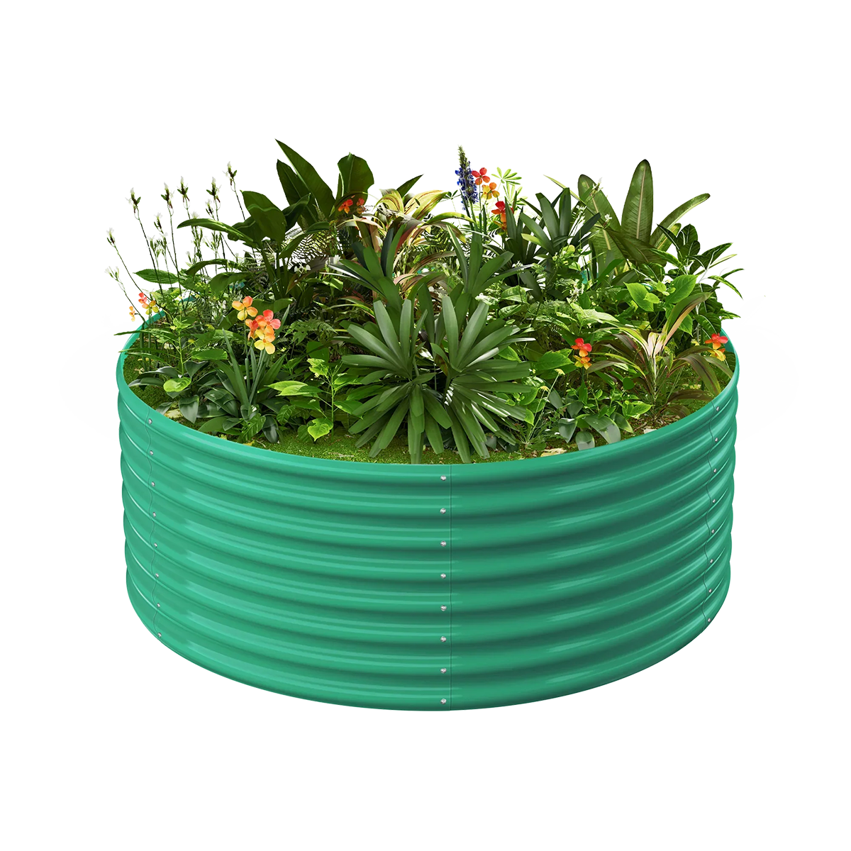 24-inch tall round galvanized metal raised garden bed, 4 feet in diameter — view 2