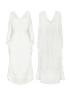 Ethereal White Lace Drape Corset Gown