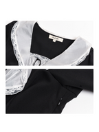 Lace Collar Pleated Black Dress