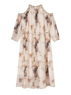 Elegant Cold-Shoulder Tie-Dye Dress