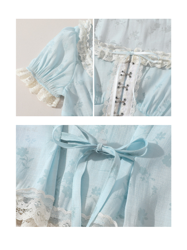 Whimsical Floral Lace-Up Corset Top