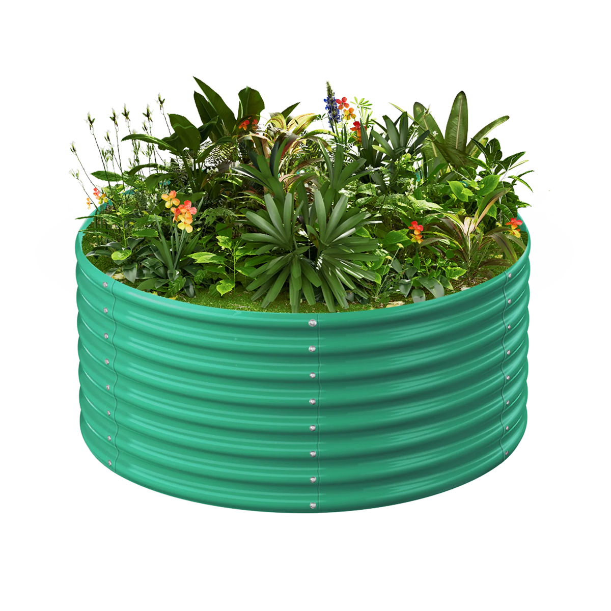 24-inch tall round galvanized metal raised garden bed, 2 feet in diameter — view 2