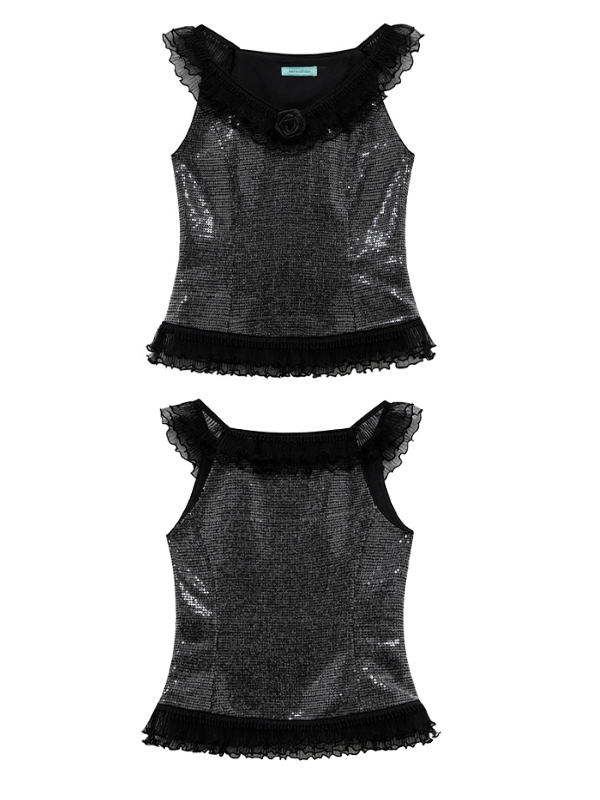 Midnight Rose Sequin Top & Glitter Mesh Skirt