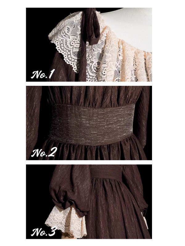 Mocha Reverie Vintage Lace Long Dress