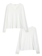 Lace Trim Soft Cotton Long Sleeve Top