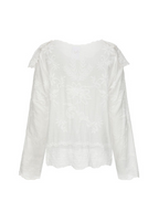 Round Collar Garden Embroidered Blouse