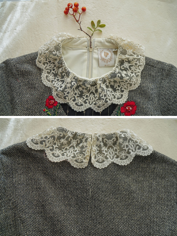 Embroidered Floral Lace Vintage Dress