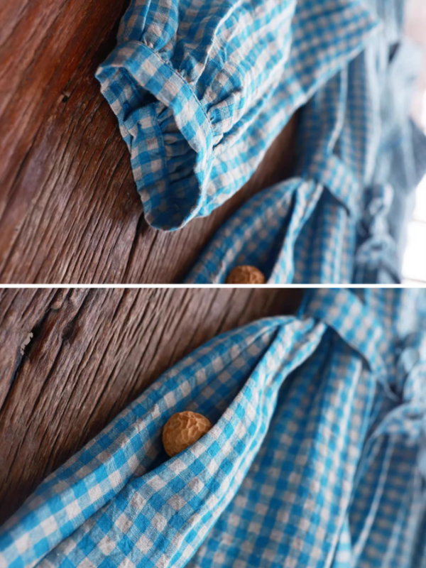 Spring Breeze Blue Checkered Dress