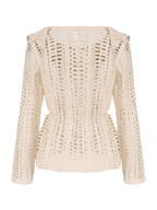 Floral Embroidered Cream Crochet Knit Blouse
