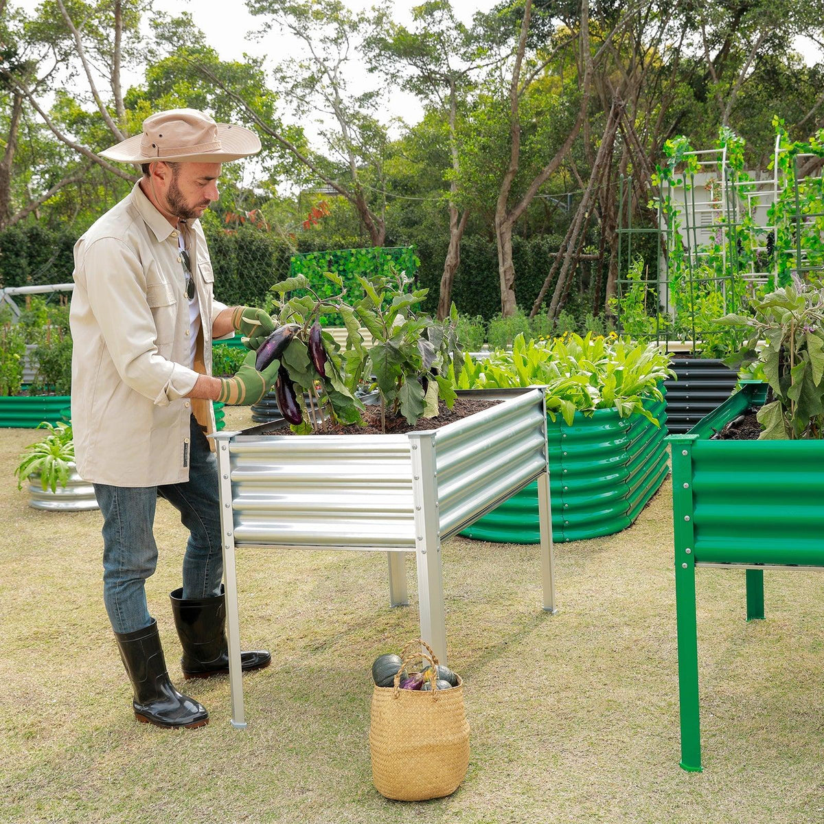 4-Pack 4x2x2.7ft Galvanized Raised Garden Bed with Legs — view 7