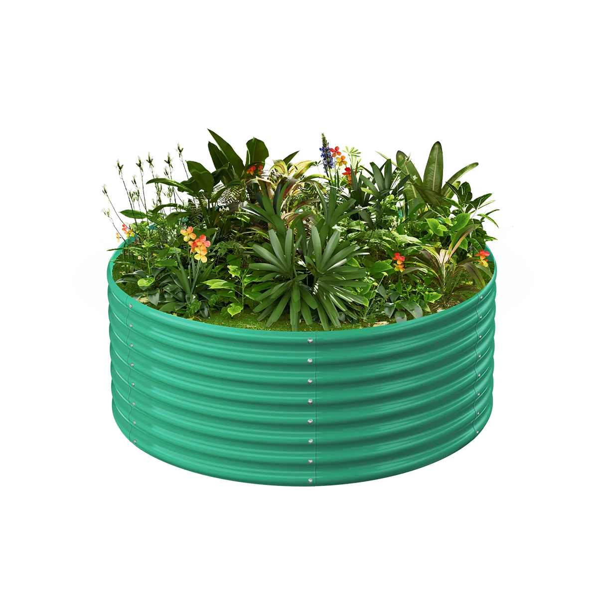 24-inch tall round galvanized metal raised garden bed, 3 feet in diameter — view 2