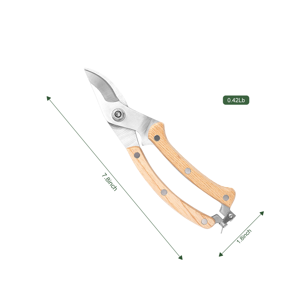 Wood Handle Pruning Shears (7.8") — view 2