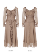 Mocha Ruffle Dream Long Dress