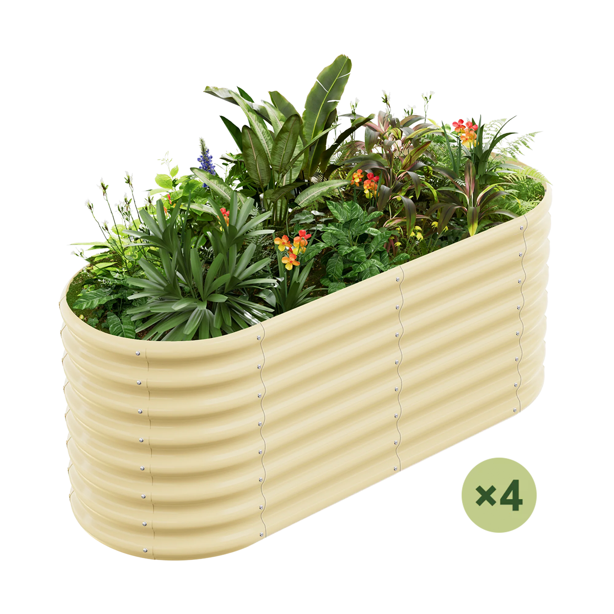 set of 4 — 24-inch tall oval galvanized metal raised garden bed, 4 by 2 feet — view 4