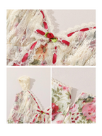 Red Bloom Cotton Lace-Up Dress