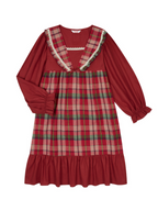 Plaid-Trim Cotton Loungewear Dress