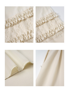 Ivory Ribbon Shoulder Ruffle Top & Skirt