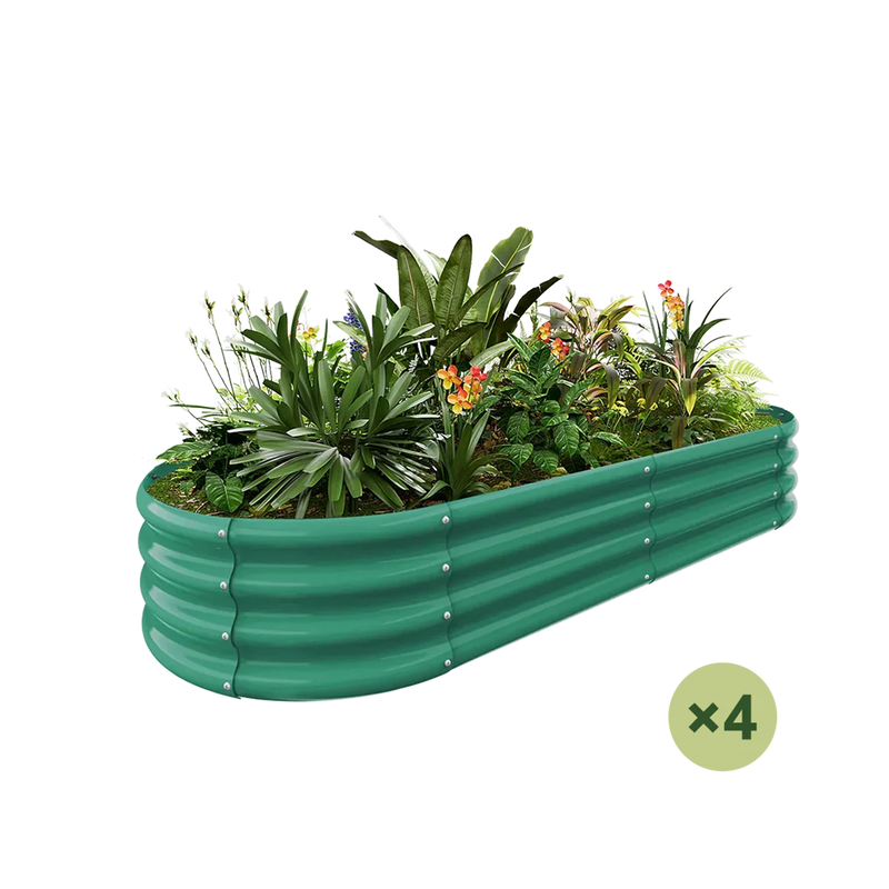 set of 4 — 12-inch tall oval galvanized metal raised garden bed, 6 by 3 feet — view 2