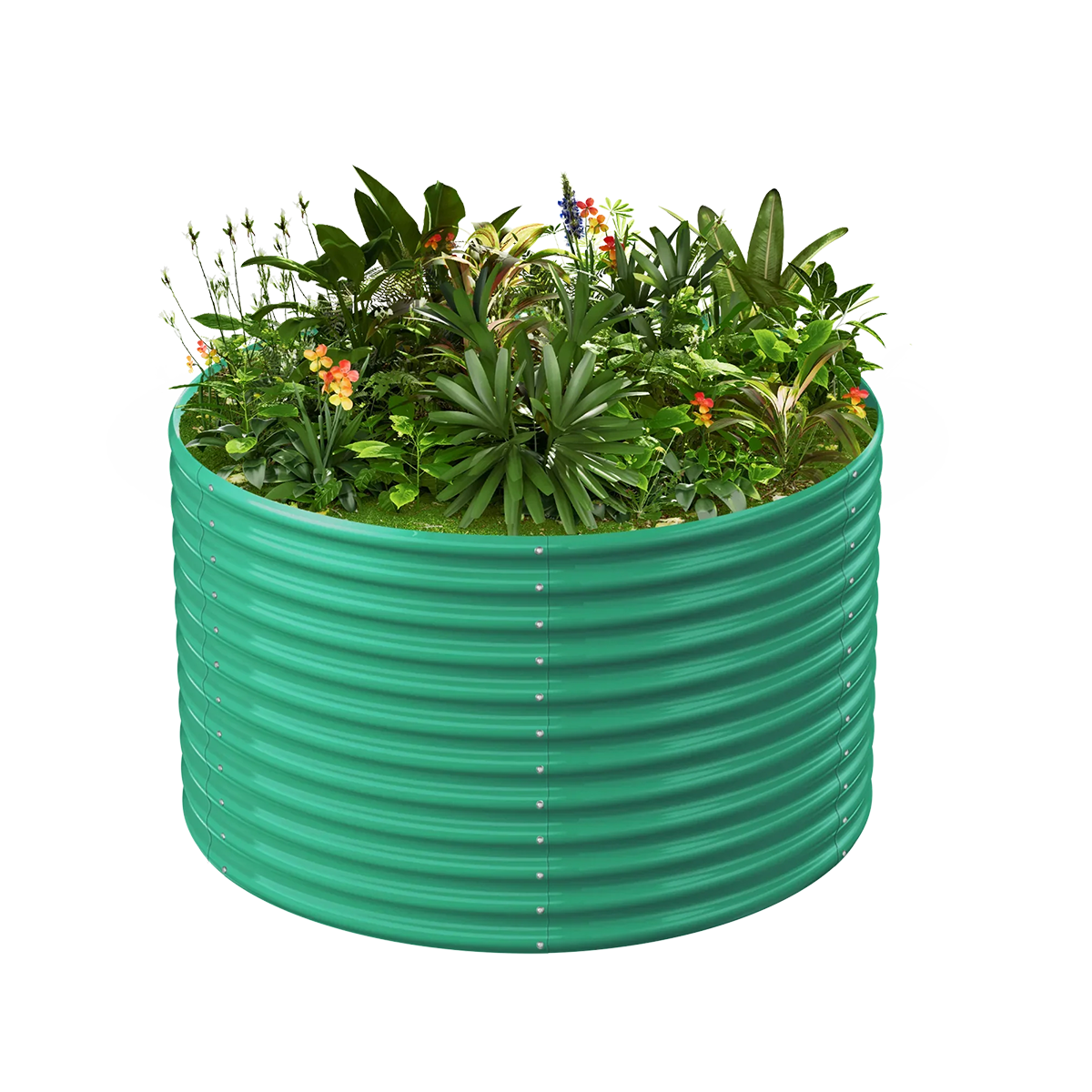 36-inch tall round galvanized metal raised garden bed, 3 feet in diameter — view 2