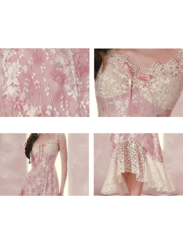 Blush Petal Lace Midi Dress