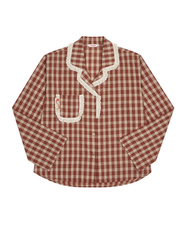 Rustic Checkered Lace Pajama Set