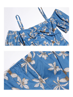 Blue Floral Off-Shoulder Summer Dress