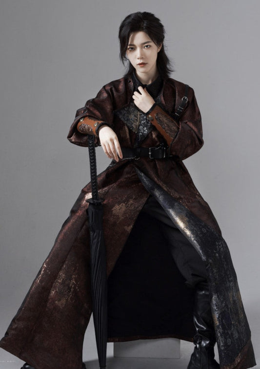 Tang Dynasty Style Modern Reversible Coat - Charcoal Marshmallow 火烧烂棉花