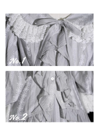 Grey Lace Ribbon Top & Skirt Set