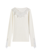Enchanted Leaf Lace Elegance Knit Top