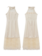 Moonlight Petal Lace Halter Dress
