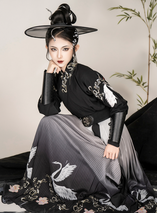 Wei Jin Wuxia Style Qiyao Ruqun - Immortal Crane 鹤骨
