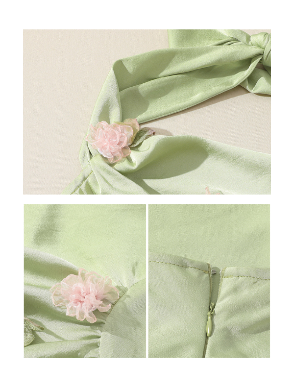 Draped Garden Bloom Halter Dress