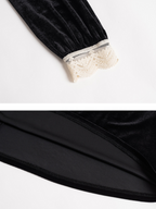 Lace Trim Vintage Velvet Elegance Dress