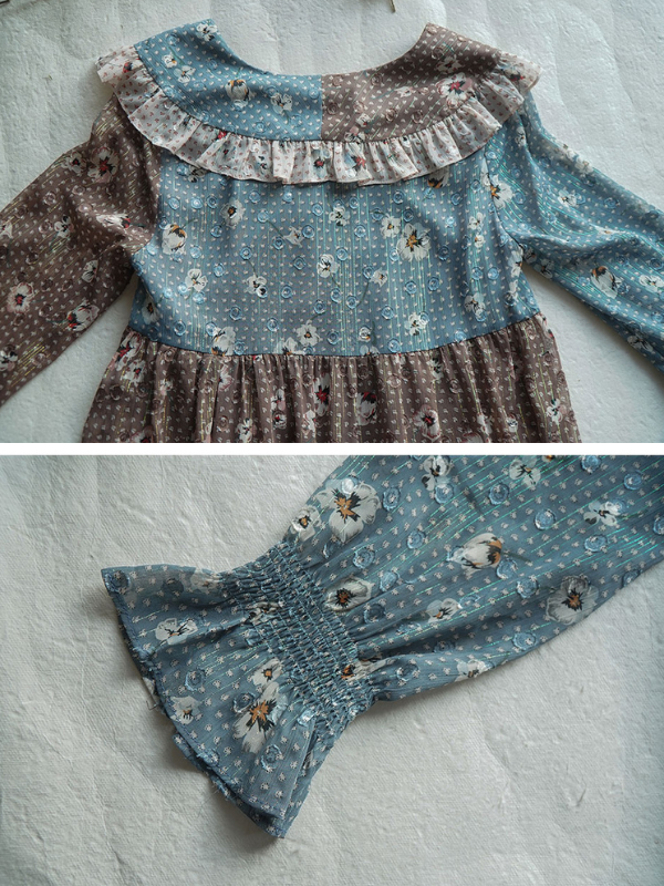 Autumn Patchwork Chiffon Dress