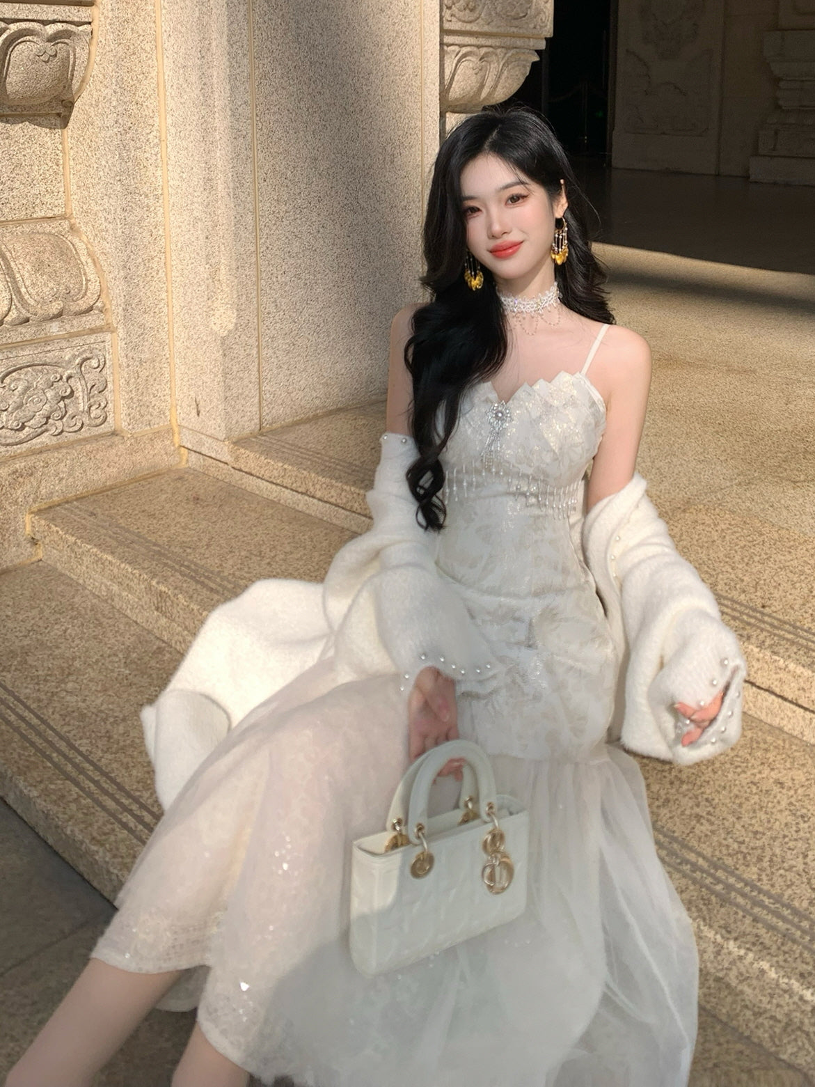 Ethereal Gold Jacquard Fairy Gown