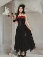 Enchanted Rose Embroidered Corset & Flowing Chiffon Skirt