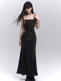 Black Metallic Corset Evening Dress