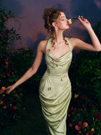 Draped Garden Bloom Halter Dress