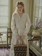 Vintage Lace Embroidered Long Dress