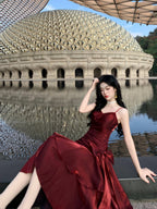 Crimson Elegance Mermaid Bow Dress