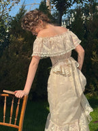 Buttercream Lace Corset Top & Skirt