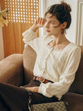 Romantic Pearl Button Knit Blouse