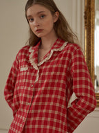 Cherrywood Check Lace Pajama Set