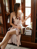 Romantic Floral Draped Slip Dress
